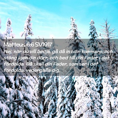 Picture 02 - Matteus 6:6 SV1917 - Nej, när du vill bedja, gå då in i din - Bible Verse Picture