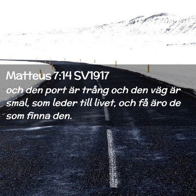 Picture 02 - Matteus 7:14 SV1917 - och den port är trång och den väg är smal, - Bible Verse Picture