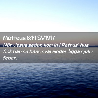 Picture 02 - Matteus 8:14 SV1917 - När Jesus sedan kom in i Petrus' hus, fick han - Bible Verse Picture