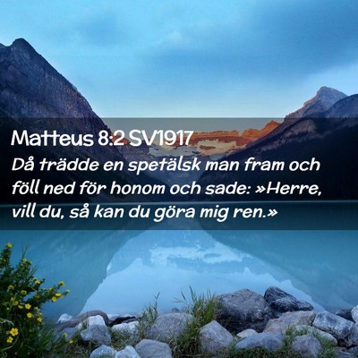 Picture 02 - Matteus 8:2 SV1917 - Då trädde en spetälsk man fram och föll ned - Bible Verse Picture