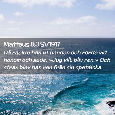 Picture 02 - Matteus 8:3 SV1917 - Då räckte han ut handen och rörde vid honom - Bible Verse Picture