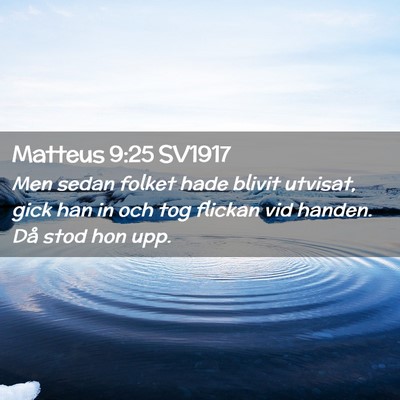 Picture 02 - Matteus 9:25 SV1917 - Men sedan folket hade blivit utvisat, gick han in - Bible Verse Picture