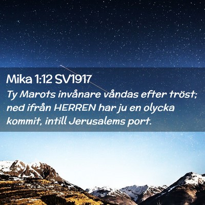 Picture 02 - Mika 1:12 SV1917 - Ty Marots invånare våndas efter tröst; ned - Bible Verse Picture