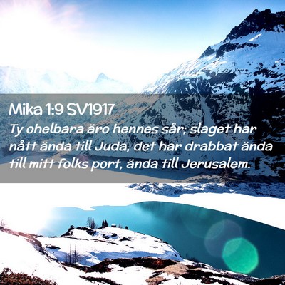 Picture 02 - Mika 1:9 SV1917 - Ty ohelbara äro hennes sår; slaget har nått - Bible Verse Picture