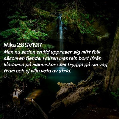 Picture 02 - Mika 2:8 SV1917 - Men nu sedan en tid uppreser sig mitt folk såsom - Bible Verse Picture