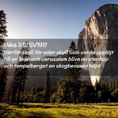 Picture 02 - Mika 3:12 SV1917 - Därför skall för eder skull Sion varda - Bible Verse Picture