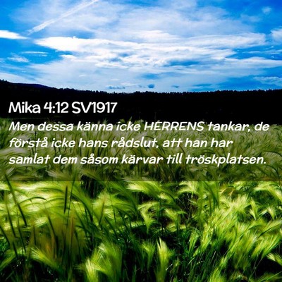 Picture 02 - Mika 4:12 SV1917 - Men dessa känna icke HERRENS tankar, de förstå - Bible Verse Picture