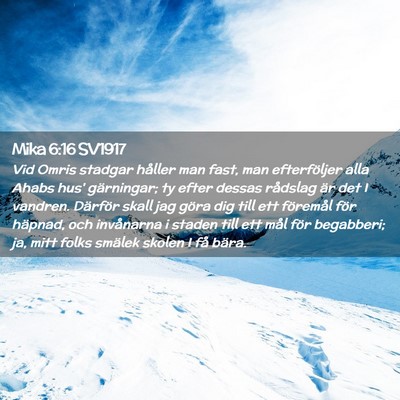 Picture 02 - Mika 6:16 SV1917 - Vid Omris stadgar håller man fast, man - Bible Verse Picture