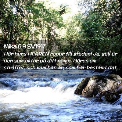 Picture 02 - Mika 6:9 SV1917 - Hör huru HERREN ropar till staden! Ja, säll är - Bible Verse Picture