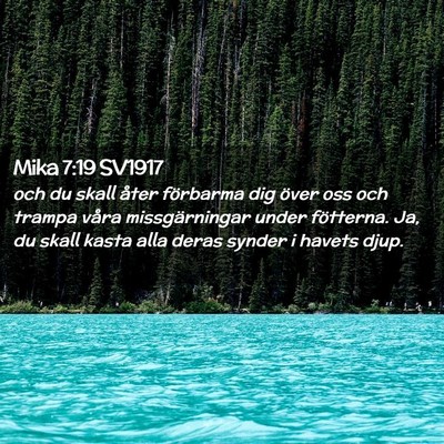 Picture 02 - Mika 7:19 SV1917 - och du skall åter förbarma dig över oss och - Bible Verse Picture