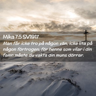 Picture 02 - Mika 7:5 SV1917 - Man får icke tro på någon vän, icke lita på - Bible Verse Picture