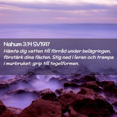 Picture 02 - Nahum 3:14 SV1917 - Hämta dig vatten till förråd under - Bible Verse Picture