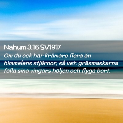 Picture 02 - Nahum 3:16 SV1917 - Om du ock har krämare flera än himmelens - Bible Verse Picture