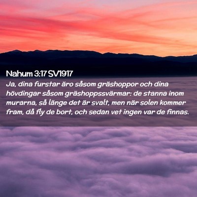 Picture 02 - Nahum 3:17 SV1917 - Ja, dina furstar äro såsom gräshoppor och dina - Bible Verse Picture