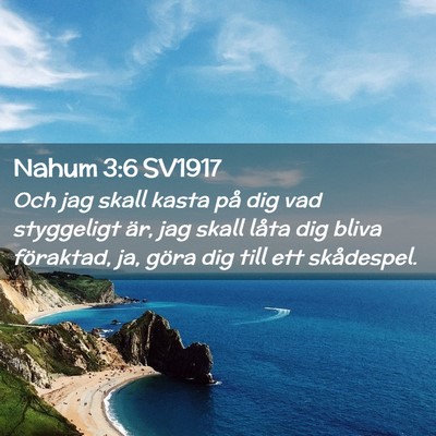 Picture 02 - Nahum 3:6 SV1917 - Och jag skall kasta på dig vad styggeligt är, - Bible Verse Picture