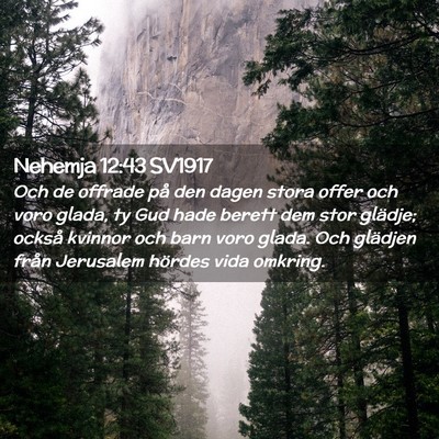 Picture 02 - Nehemja 12:43 SV1917 - Och de offrade på den dagen stora offer och voro - Bible Verse Picture