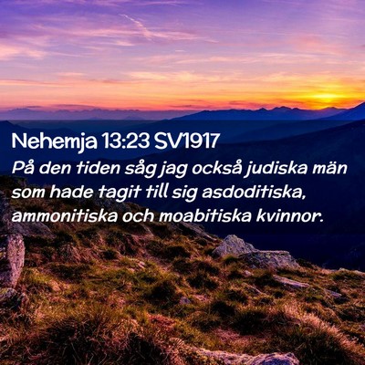 Picture 02 - Nehemja 13:23 SV1917 - På den tiden såg jag också judiska män som - Bible Verse Picture
