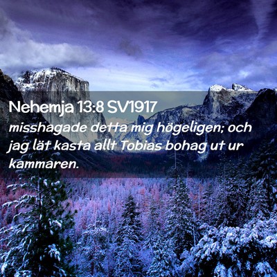 Picture 02 - Nehemja 13:8 SV1917 - misshagade detta mig högeligen; och jag lät - Bible Verse Picture