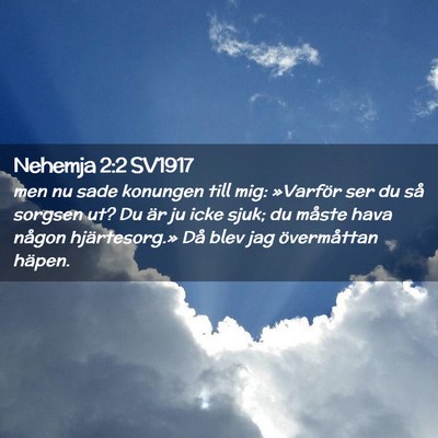 Picture 02 - Nehemja 2:2 SV1917 - men nu sade konungen till mig: »Varför ser du - Bible Verse Picture