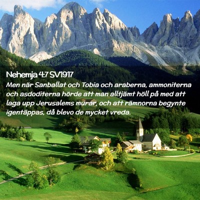 Picture 02 - Nehemja 4:7 SV1917 - Men när Sanballat och Tobia och araberna, - Bible Verse Picture