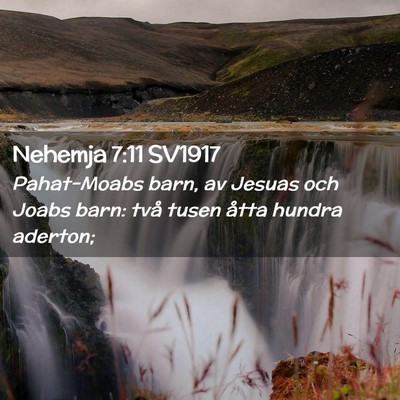 Picture 02 - Nehemja 7:11 SV1917 - Pahat-Moabs barn, av Jesuas och Joabs barn: två - Bible Verse Picture