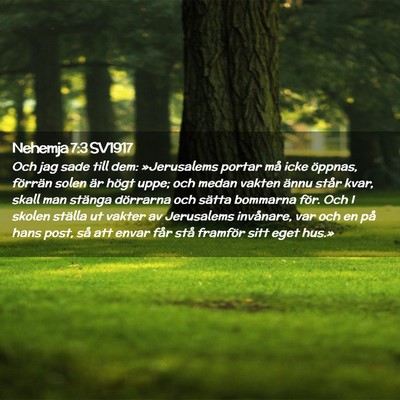 Picture 02 - Nehemja 7:3 SV1917 - Och jag sade till dem: »Jerusalems portar må - Bible Verse Picture