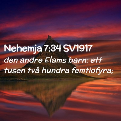 Picture 02 - Nehemja 7:34 SV1917 - den andre Elams barn: ett tusen två hundra - Bible Verse Picture