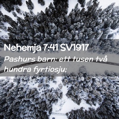 Picture 02 - Nehemja 7:41 SV1917 - Pashurs barn: ett tusen två hundra - Bible Verse Picture