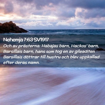 Picture 02 - Nehemja 7:63 SV1917 - Och av prästerna: Habajas barn, Hackos' barn, - Bible Verse Picture