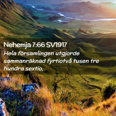Picture 02 - Nehemja 7:66 SV1917 - Hela församlingen utgjorde sammanräknad - Bible Verse Picture