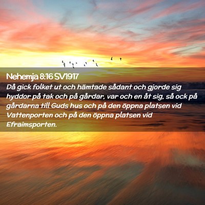 Picture 02 - Nehemja 8:16 SV1917 - Då gick folket ut och hämtade sådant och - Bible Verse Picture