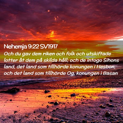 Picture 02 - Nehemja 9:22 SV1917 - Och du gav dem riken och folk och utskiftade - Bible Verse Picture