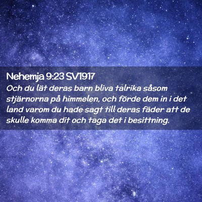 Picture 02 - Nehemja 9:23 SV1917 - Och du lät deras barn bliva talrika såsom - Bible Verse Picture