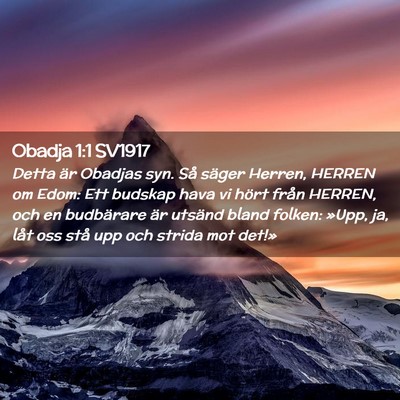 Picture 02 - Obadja 1:1 SV1917 - Detta är Obadjas syn. Så säger Herren, HERREN - Bible Verse Picture