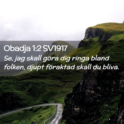 Picture 02 - Obadja 1:2 SV1917 - Se, jag skall göra dig ringa bland folken, djupt - Bible Verse Picture
