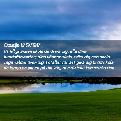 Picture 02 - Obadja 1:7 SV1917 - Ut till gränsen skola de driva dig, alla dina - Bible Verse Picture