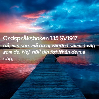 Picture 02 - Ordspråksboken 1:15 SV1917 - då, min son, må du ej vandra samma väg som de. - Bible Verse Picture