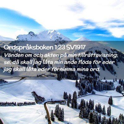 Picture 02 - Ordspråksboken 1:23 SV1917 - Vänden om och akten på min tillrättavisning; - Bible Verse Picture
