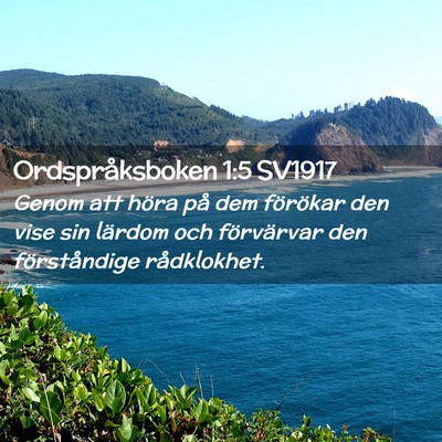 Picture 02 - Ordspråksboken 1:5 SV1917 - Genom att höra på dem förökar den vise sin - Bible Verse Picture