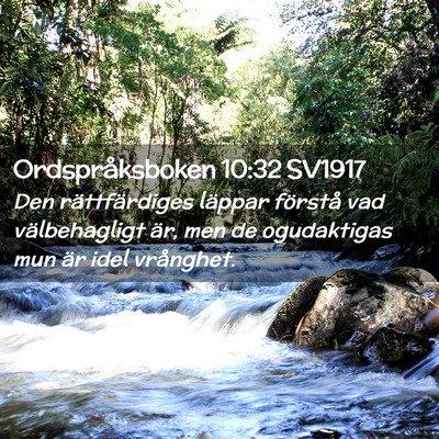 Picture 02 - Ordspråksboken 10:32 SV1917 - Den rättfärdiges läppar förstå vad - Bible Verse Picture