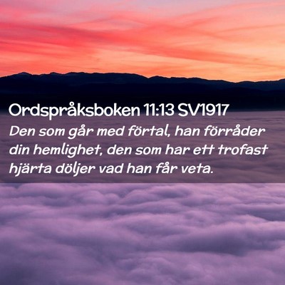 Picture 02 - Ordspråksboken 11:13 SV1917 - Den som går med förtal, han förråder din - Bible Verse Picture