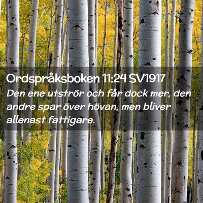 Picture 02 - Ordspråksboken 11:24 SV1917 - Den ene utströr och får dock mer, den andre - Bible Verse Picture