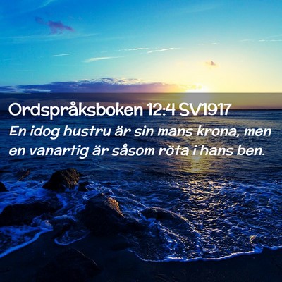 Picture 02 - Ordspråksboken 12:4 SV1917 - En idog hustru är sin mans krona, men en - Bible Verse Picture