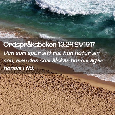 Picture 02 - Ordspråksboken 13:24 SV1917 - Den som spar sitt ris, han hatar sin son, men den - Bible Verse Picture