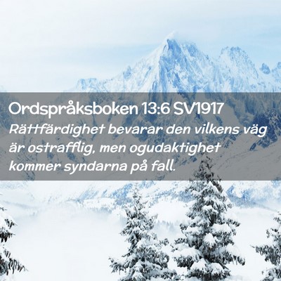 Picture 02 - Ordspråksboken 13:6 SV1917 - Rättfärdighet bevarar den vilkens väg är - Bible Verse Picture