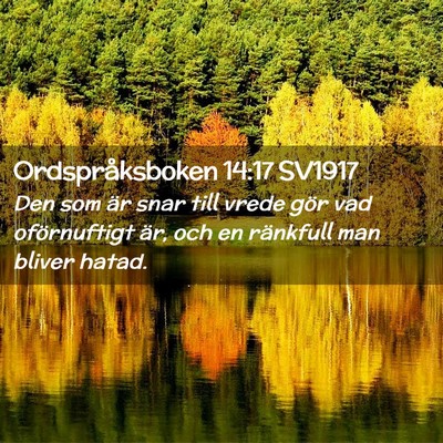 Picture 02 - Ordspråksboken 14:17 SV1917 - Den som är snar till vrede gör vad oförnuftigt - Bible Verse Picture