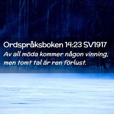 Picture 02 - Ordspråksboken 14:23 SV1917 - Av all möda kommer någon vinning, men tomt tal - Bible Verse Picture