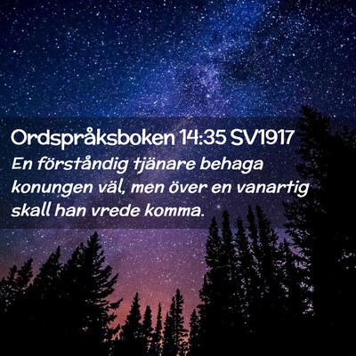 Picture 02 - Ordspråksboken 14:35 SV1917 - En förståndig tjänare behaga konungen väl, - Bible Verse Picture