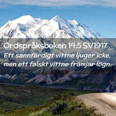 Picture 02 - Ordspråksboken 14:5 SV1917 - Ett sannfärdigt vittne ljuger icke, men ett - Bible Verse Picture