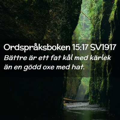 Picture 02 - Ordspråksboken 15:17 SV1917 - Bättre är ett fat kål med kärlek än en gödd - Bible Verse Picture